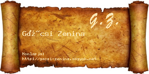 Gácsi Zenina névjegykártya